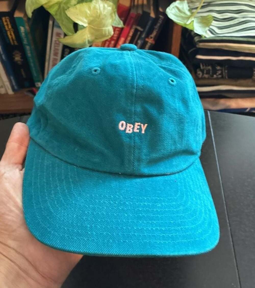 Obey Lowercase Pigment Dyed 6-Panel Snapback Hat Teal